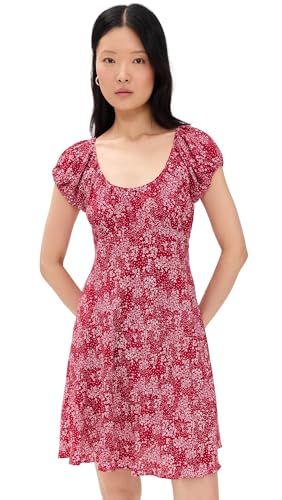 Madewell Women's Textured Crepe Scoop Neck Mini Dress, Harper Floral Red White, 14