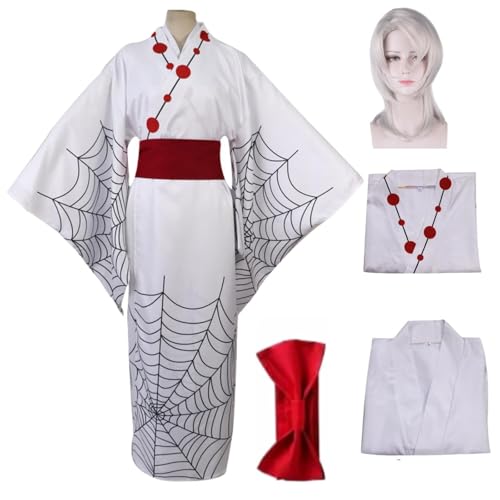 HSFESMGS Anime Demon Slayer Cosplay Costume Rui White Japanese Kimono Suit Halloween Performance Costume (White, Large)