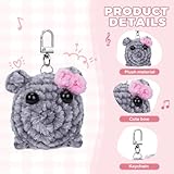 FRGITYGIFT Cute Sad Hamster Keyring, Kawaii Sad Hamster Meme Plush Toy, Handmade Sad Hamster Crochet Doll Keychains with Bow Gifts (with music)