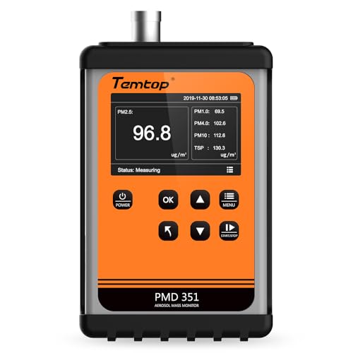 Temtop Particle Counter Aerosol Dust Monitor Handheld Laser Air Quality Detector PM Sensor Air Pollution Monitor Professional Yet Affordable PM1.0 PM2.5 PM4.0 PM10 TSP PMD 351 with RS-485