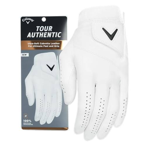 Callaway Golf Tour Authentic Glove (Cadet (Shorter Fingers), Medium, White 2022, Worn on Left Hand)