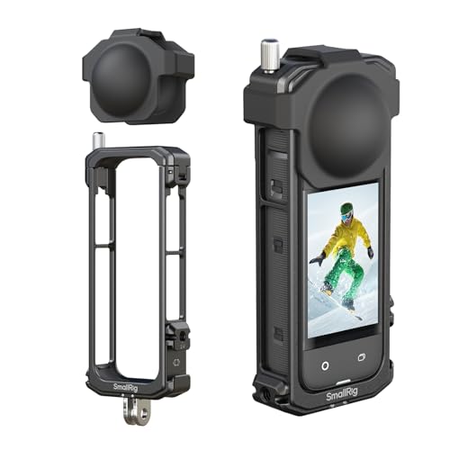 SMALLRIG Cage for Insta360 X4, Aluminum Protective Case for Insta 360 X4 with Silicone Lens Cover, Built-in Cold Shoe and 1/4"-20 Anti-Deflection Threaded Hole - 4278