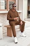 Babioboa Men's Tracksuit 2 Piece Sweatsuit hoodie Long Sleeve Pullover Athletic Suit For Sports Casual Jogging(Brown,M)