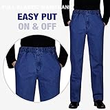 IDEALSANXUN Men’s Elastic Waist Jeans Loose Fit Casual Pants Big and Tall Jeans (46x32, Light Blue)