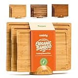 SMIRLY Wooden Cutting Boards For Kitchen Meal Prep & Serving - Bamboo Cutting Board Set with Holder, Charcuterie & Chopping Board, Wood Cutting Board Set, Kitchen Gadgets