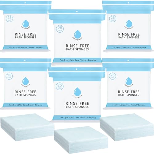 VitalCozy 150 Pcs Rinse Free Bathing Wipes Bulk Sponges Bath Wipes All in 1 Shower Rinse Free Bath Sponges Wash Cloths for Campers, Hikers, Adults, Elderly