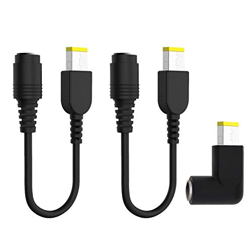 Micro Traders 2X 7.9x5.5mm to Square Interface Adapter Charger Power Supply Cable & 1x 90 Degree L Converter Compatible with Lenovo ThinkPad Series