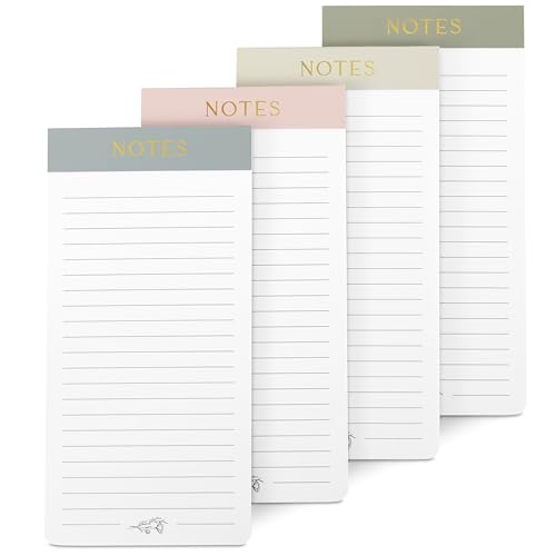 Beautiful Magnetic Notepads for Fridge - Set Of 4 Modern Note Pads With Lined Pages to Easily Write Notes & Make Grocery/Shopping Lists - The Perfect To Do Pad w/ Strong Magnets for Your Refrigerator