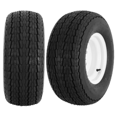 YUANXING 20.5x8-10 Trailer Tires on Rim - 5 Lug on 4-1/2" white Wheel - Load Range E,10PR, Set of 2