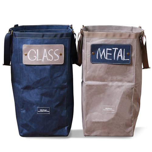 Belle Menage Kitchen Recycling Bin, Small Recycling Bin for Kitchen Indoor, Paper Recycling Bin, Can Recycling Bin, Trash Recycle Bin Combo, Trash Can and Recycle Bin Combo (Navy+Grey)
