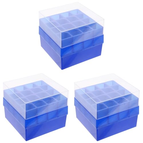 Healvian 3pcs Test Tube Box,Plastic Sample Vials Freezer Storage Box,50ml Vials Storage Tray Test Tubes Rack for Laboratory,Home, School,and Research Use