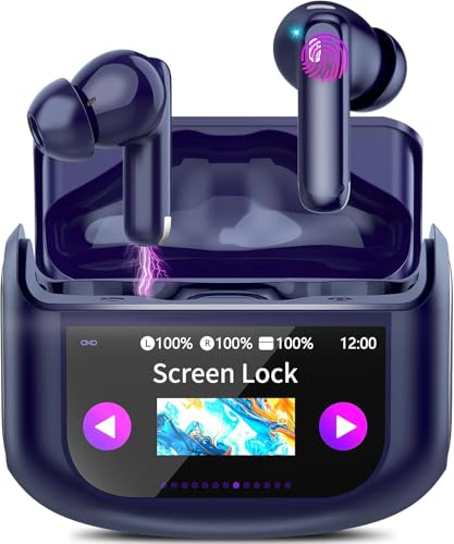 Wireless Earbuds, Bluetooth 5.4 Ear Buds with Multifunctional Touch Screen, 48H Bass Stereo Headphones with ANC/ENC Noise Cancelling/Transparency Mode, IPX7 Earphones with 5 EQ Modes, Blue