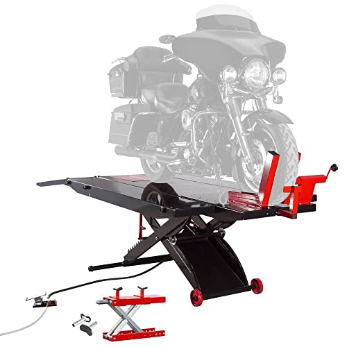 Black Widow Extra-Wide Pneumatic ProLift Motorcycle Scissor Lift Table 1,500 lb. Maximum Capacity with 31.25" Maximum Lift Height