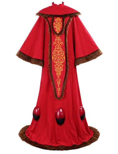 Foyacos Adult Queen Padme Amidala Costume Women Red Dress Queen Fullset (red, L), Large