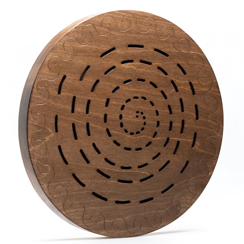 Rain Disk "Water-Fall" 16 inch | Sound Healing Tool | Relaxing Water Sound | Ocean Drum from Wood | 60 Seconds Long Meditative Sound | Must Have Instrument for Sound Bath, Sound Therapy