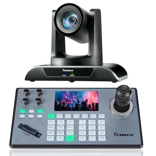 Tenveo PTZ Camera and Controller - 20X Optical Zoom PTZ Camera with HDMI/USB3.0/LAN(PoE) and PTZ Controller Joystick Keyboard Bundle/Kits for Church Worship Services Live Streaming Video Conference