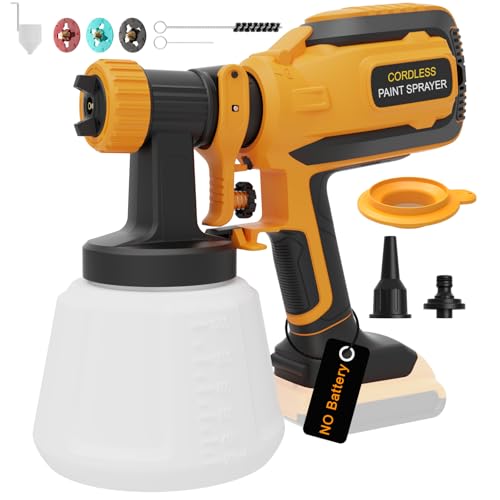 Cordless Paint Sprayer for Dewalt 20V Battery, Portable Wireless Spray Paint Gun with 1200ML Container, Easy to Clean,3 Patterns for Fence House Walls Wood Ceiling etc. DL05(Battery Not Included)