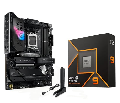 Micro Center AMD Ryzen 9 9950X CPU Processor with ASUS ROG Strix X870E-E Gaming WiFi X870 ATX Motherboard (18+2+2 Power Stages, WiFi 7, 5X M.2, PCIe 5.0, USB4)