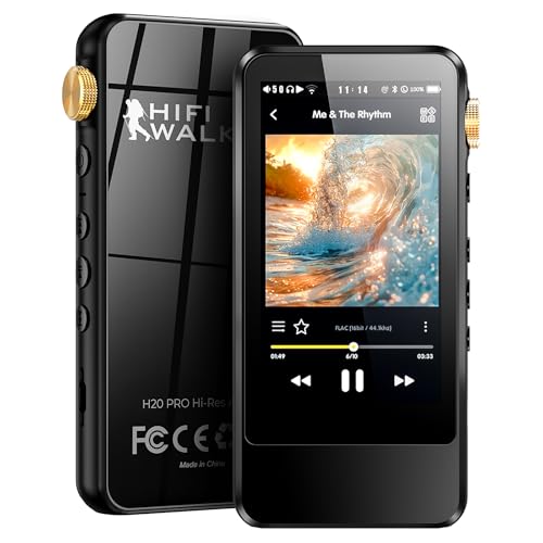 HIFI WALKER H20 Pro Hi-Res MP3 Player with Bluetooth, Dual DAC, 3.2" Touch Screen, DSD256/32bit 192kHz, aptX/LDAC, 3.5mm & 4.4mm Output, Portable Digital Audio Player with 128GB SD Card