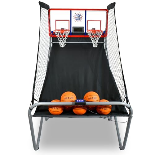 Pop-A-Shot Official Indoor/Outdoor Dual Shot Basketball Arcade Game - Weather Resistant - 16 Different Games - 6 Audio Options - Near 100% Scoring Accuracy - Large LED Scoreboard