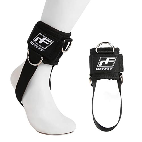 RitFit Kickback Ankle Straps Padded Ankle Strap for Cable Machine,Strong Hook and Loop,Reinforced 3 D-Ring, Adjustable Comfort fit Neoprene - Premium Ankle Cuffs to Enhance Abs, Glute & Leg Workouts