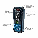 BOSCH GLM165-25G 165 Ft Blaze Green-Beam Laser Distance Measure, Includes 2 AA Batteries, Belt Clip, & Pouch