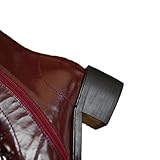 TinaCus Women's Genuine Leather Square Toe Selftie Handmade Side Zip Low Chunky Heel Vintage Boots(Burgundy, US8)