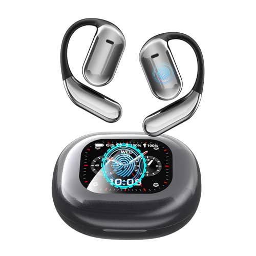 𝐔𝐩𝐠𝐫𝐚𝐝𝐞 Ai Translation Earbuds Real Time,144 Language Translator Over The Ear Earbuds | Intelligent Touch Screen Open Bluetooth Earphones | True Wireless Open Ear Earbuds Bluetooth 5.4 (Black)