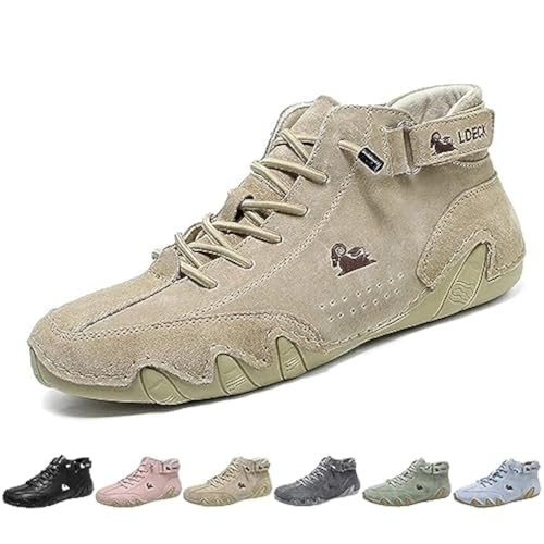 Explorer Waterproof Lightweight Unisex Outdoor Shoes for Hiking Camping & Driving Shoes High Top Chukka Boots Non-Slip Breathable Women&Men Italian Handmade Sports Shoe (Khaki,10,10,Men,8.5)