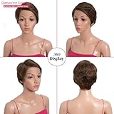 Rebecca Fashion Short Pixie Cut Lace Front Wigs Human Hair Side Part Wig 13x5.5x0.5 Glueless HD Lace Wig Short Pixie Wigs for Black Women Pre Plucked with Baby Hair, Ombre Brown Color