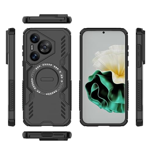 JIAWEIG Protective Case Compatible with Huawei P70 Full Body Rugged Shockproof Hard Thin Solid Support Wireless Charging Case Case Shell Cover(Black)