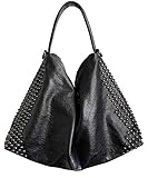 FiveloveTwo Women Rivet Purse Handbag Large Capacity Punk Shoulder Crossbody Bag Tote Satchel