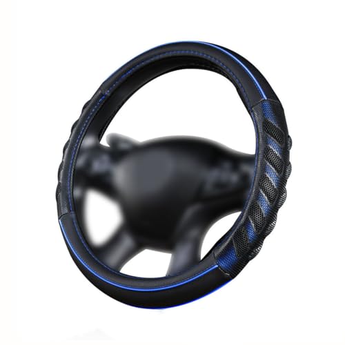 Flying Banner car Steering Wheel Cover Faux Leather Massage Universal fit 3D Honeycomb Hole Anti-Slip Sporty 15 Inches (Blue Black)