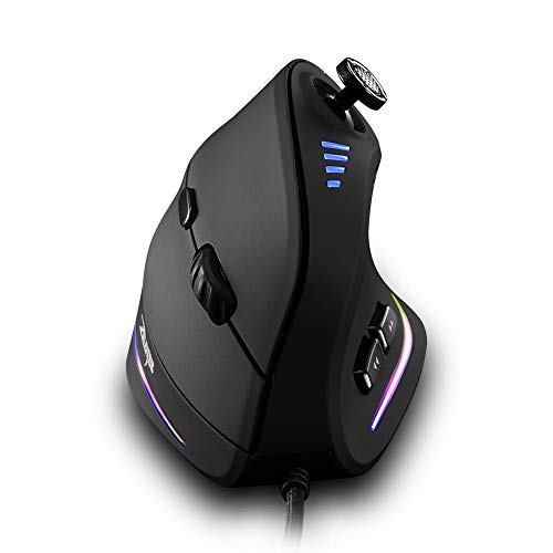 Zelotes c18 Gaming Mouse, Wired Vertical with Control Bar 10000DPI Ergonomic for Computer PC Desktop Macbook Black