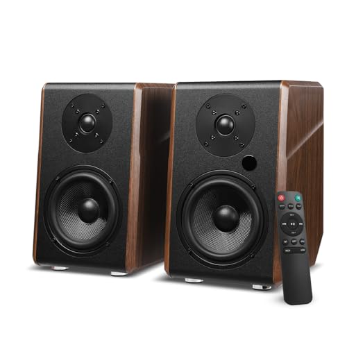 AIYIMA S700 Active Bluetooth Bookshelf Speakers，100W Powered TV Speakers with 5.25 Inch Woofer, with SUB Output,Bluetooth/Optical/ARC/RCA/USB Input for Home Audio, PC and TV