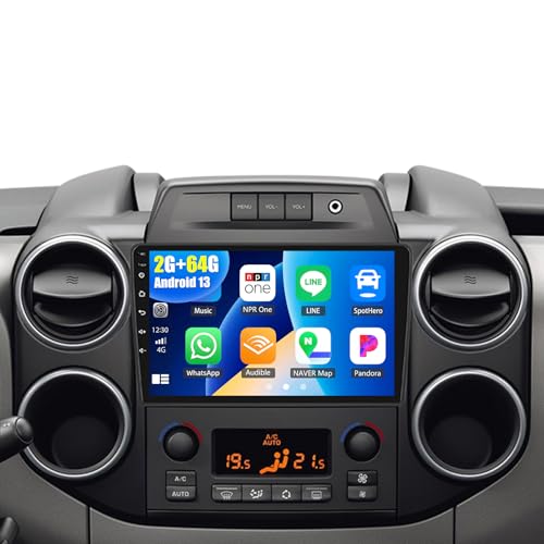 SIXWIN Android Car Stereo for Citroen Berlingo 2015-2018/Peugeot Partner 2008-2019 with CarPlay Android Auto Mirror Link 2G+64G 9 Inch Touchscreen Bluetooth GPS Navigation WiFi FM Backup Camera MIC