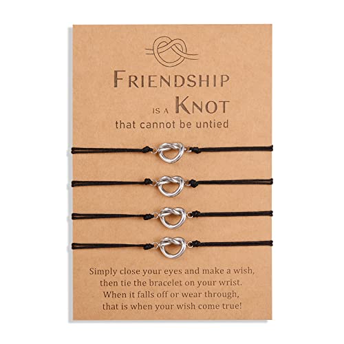 GBTBYS 4 Pcs Friendship Knot Infinity Bracelets for Best Friends Bestie Women Sister BFF Bridesmaid Daughter Forever Distance Matching Adjustable Handmade Jewelry Birthday Wedding Gift