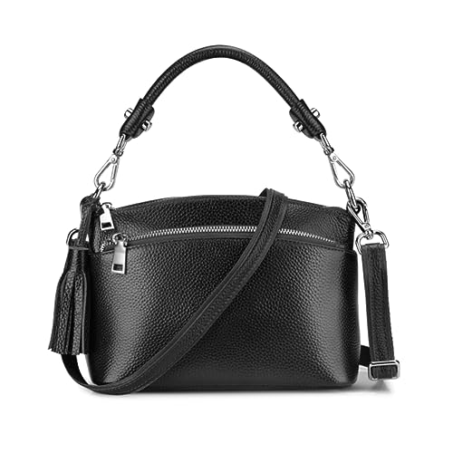 S-ZONE Small Genuine Leather Top Handle Handbags for Women Shoulder Bag Crossbody Purse