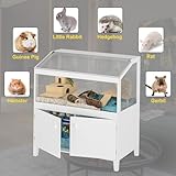 GDLF Hamster Cage with Storage Cabinet Small Animal Cage, Easy View Acrylic Panels, Large Habitat for Hedgehog Gerbil & Rat 39.5"x19.7"x43.7"