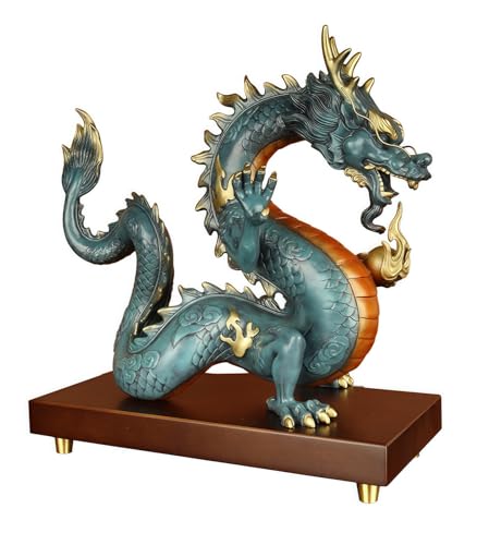 FENGSHUI-CAISHEN Pure Copper Dragon Statues - Dragon Figurine, Chinese Dragon Statue, Dragon Decor, Feng Shui Gifts, Feng Shui Decor, Dragon Gifts (Medium)