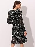 Allegra K Metallic Star Dress for Women's Halloween V Neck Button Up Smocked Chiffon Dresses Medium Black-Star