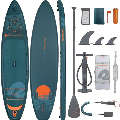 Retrospec Weekender Tour 11’6 Inflatable Stand Up Touring Paddle Board Includes Paddle, Pump and iSUP Accessories Puncture Resistant, Lightweight Inflatable Paddle Board