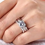 Jeulia Diamond Band Rings for Women cz Sterling Silver Interchangeable Ring Sets Wedding Engagement Anniversary Promise Ring Bridal Sets (1 rose gold, 10)