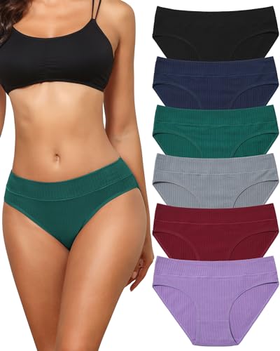 Oegho Womens Hipster Underwear Cotton Plus Size Panties Cheeky Panty Soft Breathable 6 Pack