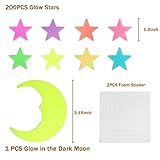 Glow in The Dark Stars Stickers for Ceiling, Adhesive 200pcs 3D Glowing Stars and Moon for Kids Bedroom,Luminous Stars Stickers Create a Realistic Starry Sky,Room Decor,Wall Stickers