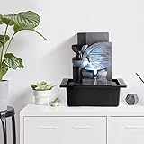 WICHEMI Indoor Fountain Tabletop Fountain Waterfall Fountains Relaxation Water Feature Feng Shui Zen Meditation Desktop Fountain with LED Light for Home and Office Indoor Spaces Decor (Style 6)