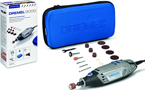 Dremel 3000 – Multitool 130 W, Kit with 15 Accessories and Case, Variable Speed 10,000 – 33,000 rpm for Carving, Engraving, Milling, Grinding, Cleaning, Polishing, Cutting and Sanding (Spanish