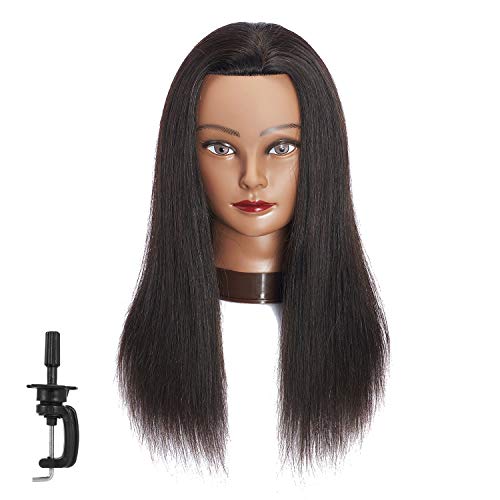 Traininghead 20-22" 100% Human hair Mannequin head Training Head Cosmetology Manikin Head Doll Head with free Clamp
