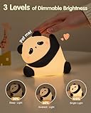 Panda Night Light, Rechargeable 3 Level Dimmable LED Squishy Nursery Nightlight, Food Grade Silicone Animal Night Lamps Cute Bedside Touch Lamp for Breastfeeding Toddler Baby Kids Gifts Decor