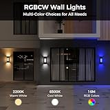 XMCOSY+ Outdoor Wall Lights, 2100LM Smart LED Porch Lights Outdoor, RGBCW Exterior Lighting Sconce, Wi-Fi Control, Compatible with Alexa, IP65 Waterproof, 2 Pack